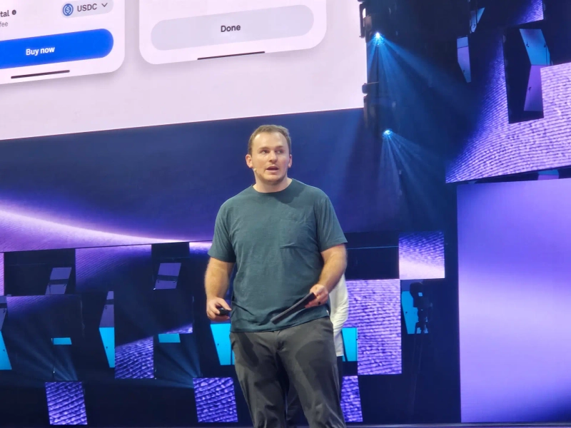 Andrew Allen(Andrew Allen) Coinbase Solana product lead presenting at 'Solana Breakpoint 2025' / Photo=Lee Su-hyun Bloomingbit reporter