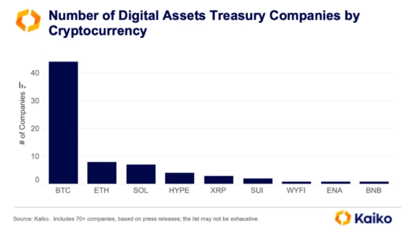 New DAT strategy firms are buying not only XRP and Solana (SOL) but also small- and mid-cap coins like Hyperliquid (HYPE) and Ethena (ENA). / Photo = Kaiko