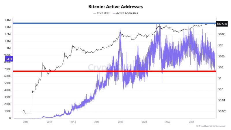 Bitcoin (BTC) active address count trend. photo=CryptoQuant