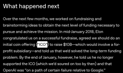 오픈AI "머스크, 초기 단계서 코인 공개 통한 자금 조달 검토"