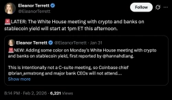 "백악관, 내일 오전 3시 가상자산 업계와 회동…스테이블코인 수익 문제 논의"