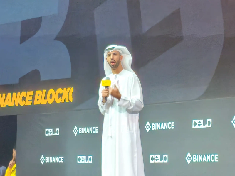 オマル・スルタン・アル・オラマ アラブ首長国連邦(UAE)人工知能(AI)大臣が3日、ドバイのコカ・コーラ・アリーナで開催されたバイナンス・ブロックチェーン・ウィーク2025で発言している。 /写真=イ・ヨンミン ブルーミングビット記者