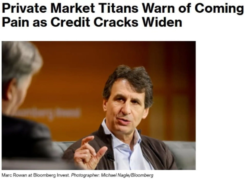 Private-credit heavyweights have recently voiced caution about multiple signs of cracking. Source=Bloomberg