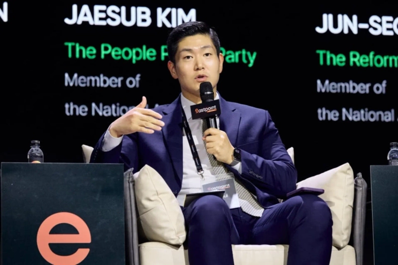 At the panel discussion of 'Eastpoint Seoul 2025' held on the 22nd at the Grand Hyatt Seoul in Yongsan-gu, Seoul, Kim Jae-seop of the People Power Party is speaking. / Photo=Hashed