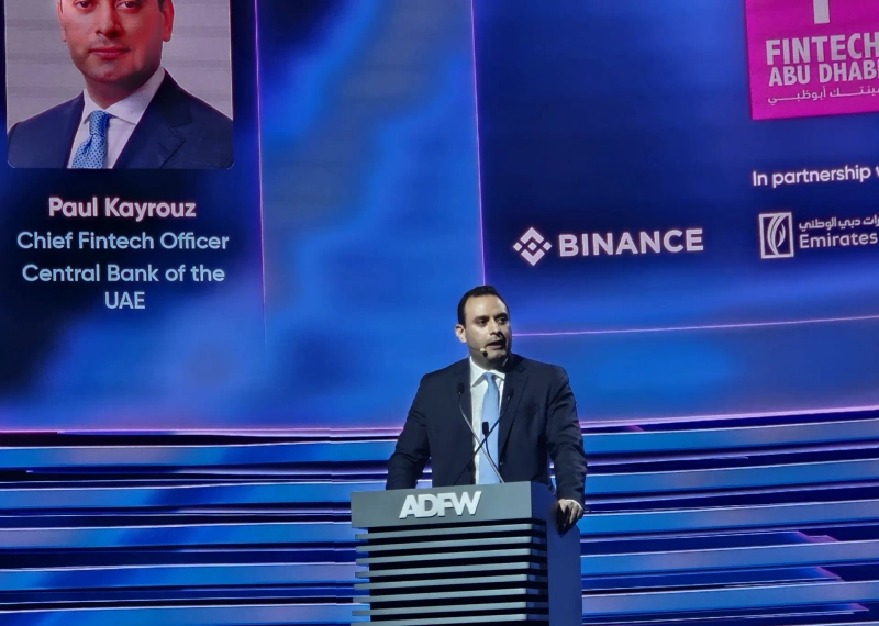 Paul Kairouz, the UAE Central Bank's Chief Fintech Officer, is speaking at the 'Abu Dhabi Finance Week' event held at the ADQ Arena in Abu Dhabi on the 10th. // Photo=Lee Su-hyun, Bloomingbit reporter
