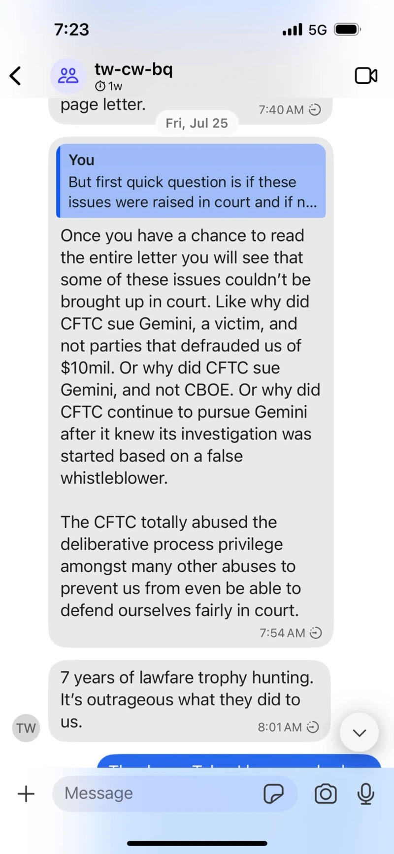 Text messages/photos with Tyler Winklevoss released by Brian Quintenz/photo=Brian Quintenz X (X)