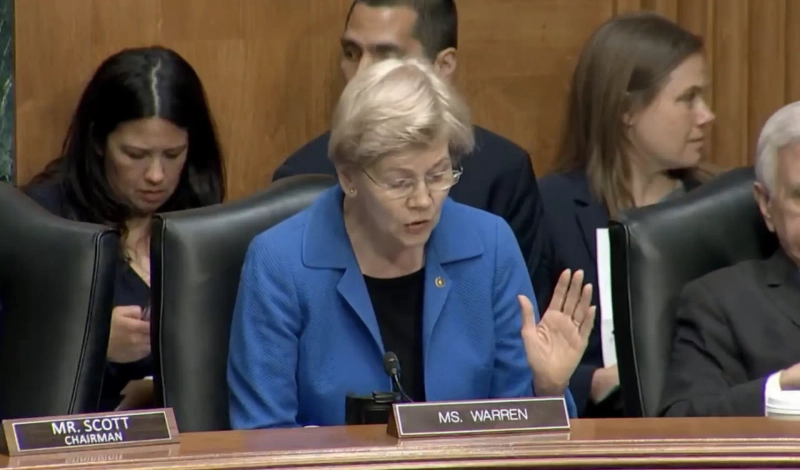 エリザベス・ウォーレン(Elizabeth Warren)米上院議員。写真:コインデスクのユーチューブ映像から