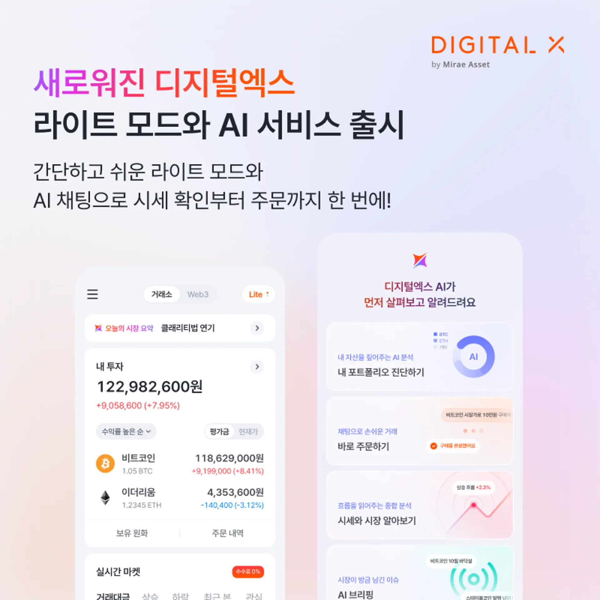 디지털엑스, 앱 전면 개편…생성형 AI 기반 자산관리·대화형 주문 도입