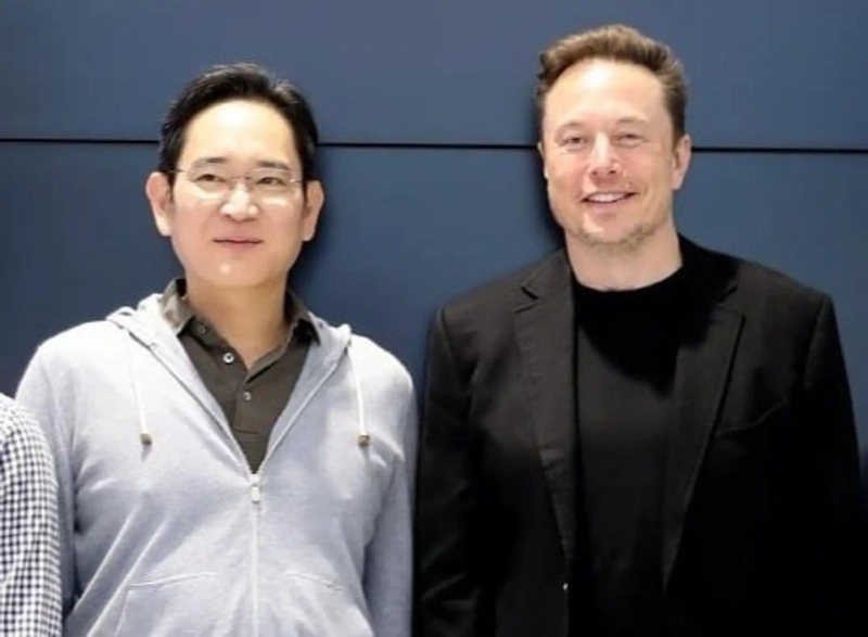 2023年5月、サムスン電子の北米半導体研究所でイーロン・マスク氏と会った李在鎔サムスン電子会長。写真:サムスン電子