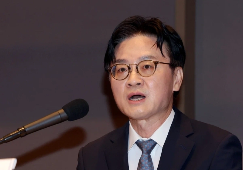 김정관 산업통상부 장관이 이달 6일 서울 중구 프레스센터에서 열린 관훈토론회에서 기조연설을 하고 있다. 사진=문경덕 한국경제신문 기자