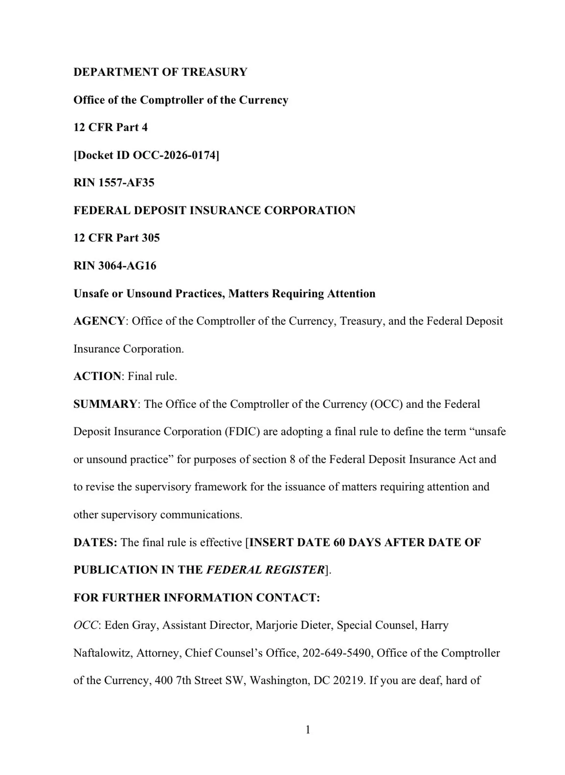 OCC, FDIC Tighten Definition of Unsafe Bank Practices, Limiting Leeway to Pressure Crypto Firms