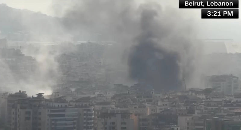 이스라엘의 공중 폭격을 받은 레바논 수도 베이루트의 모습/ 사진=CNN 라이브 캡쳐