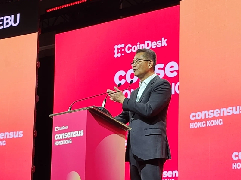 Hong Kong Financial Secretary Paul Chan delivering keynote speech at Consensus Hong Kong 2025 held at Hong Kong Convention Center / Hong Kong=Young-min Lee