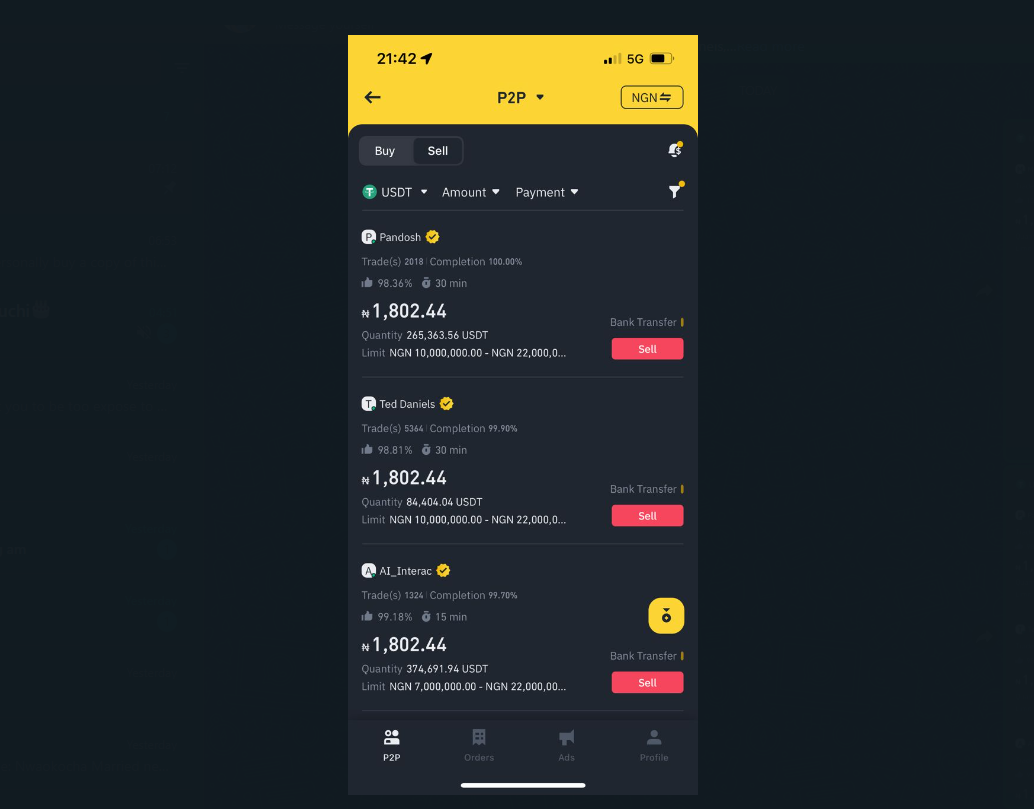 바이낸스 나이지리아, 테더 판매가에 상한선 둔다