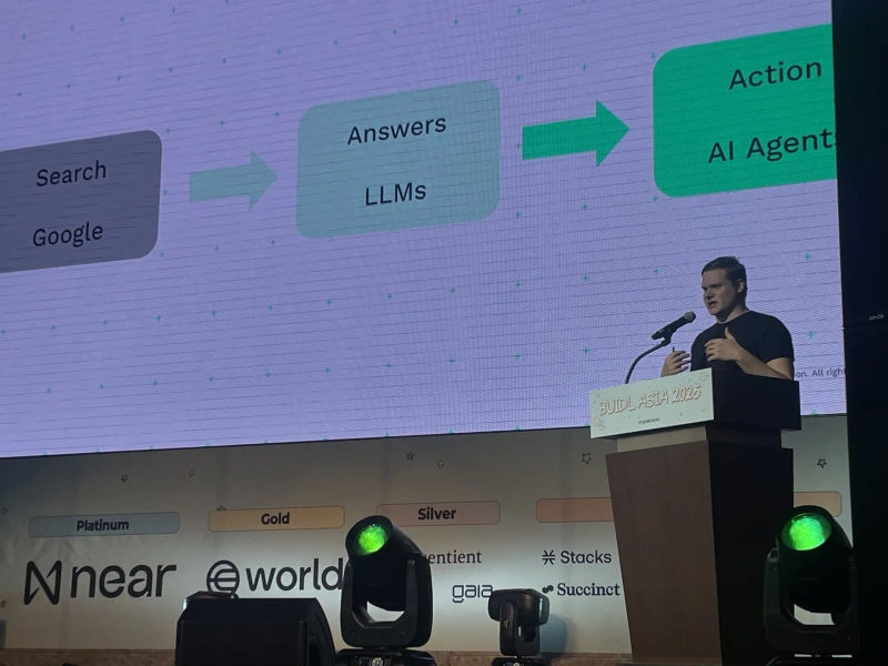 Ilya Polosukhin, founder of NEAR Protocol, is delivering a keynote speech at 'BUIDL Asia 2025' held in Songpa-gu, Seoul on the 15th / Photo = Hwang Doo-hyun, Bloomingbit Reporter
