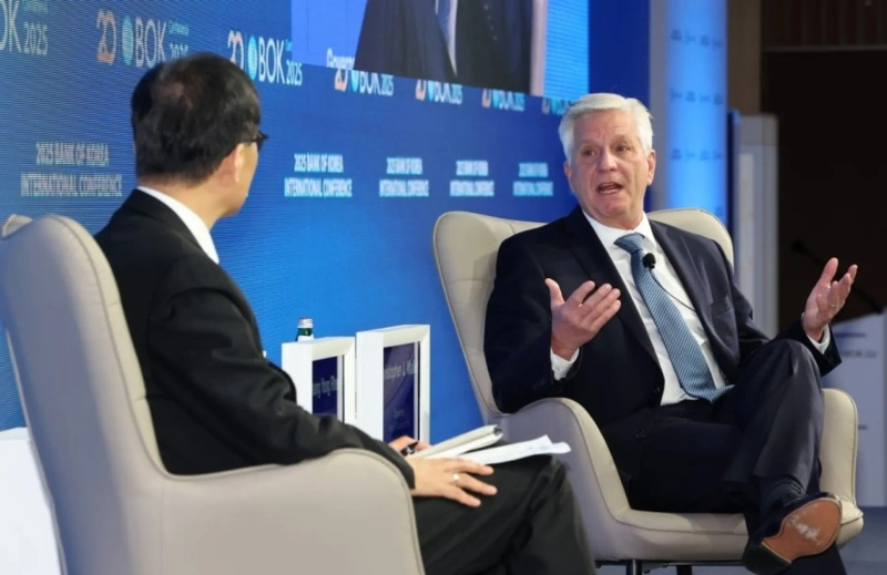 クリストファー・ウォラー米連邦準備制度理事会(Fed)理事が2日、ソウル中区の韓国銀行別館で開かれた『2025 BOK国際カンファレンス』に出席し発言している。写真=チェ・ヒョク 韓国経済記者