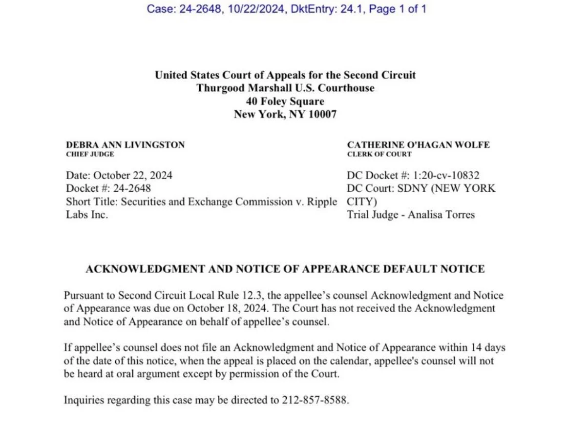 리플, SEC 소송 관련 문서 제출 기한 놓쳤다