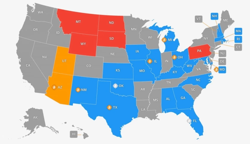 U.S. State Governments' Bitcoin and Virtual Asset Reserve Legislation Status / Photo=Bitcoin Reserve Monitor